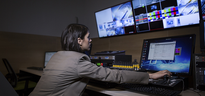 editor at the controls livestreaming an event